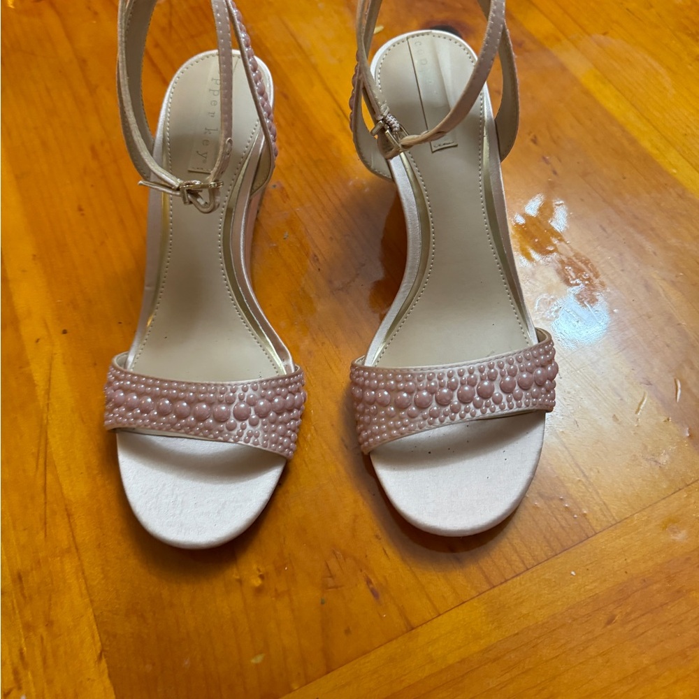 Cream Wedges with Rhinestone Embellishments